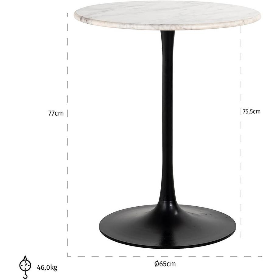 mutoni Table de bistrot Carlten marbre blanc rond 65  