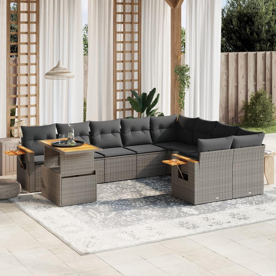 VidaXL set divano da giardino Polirattan  