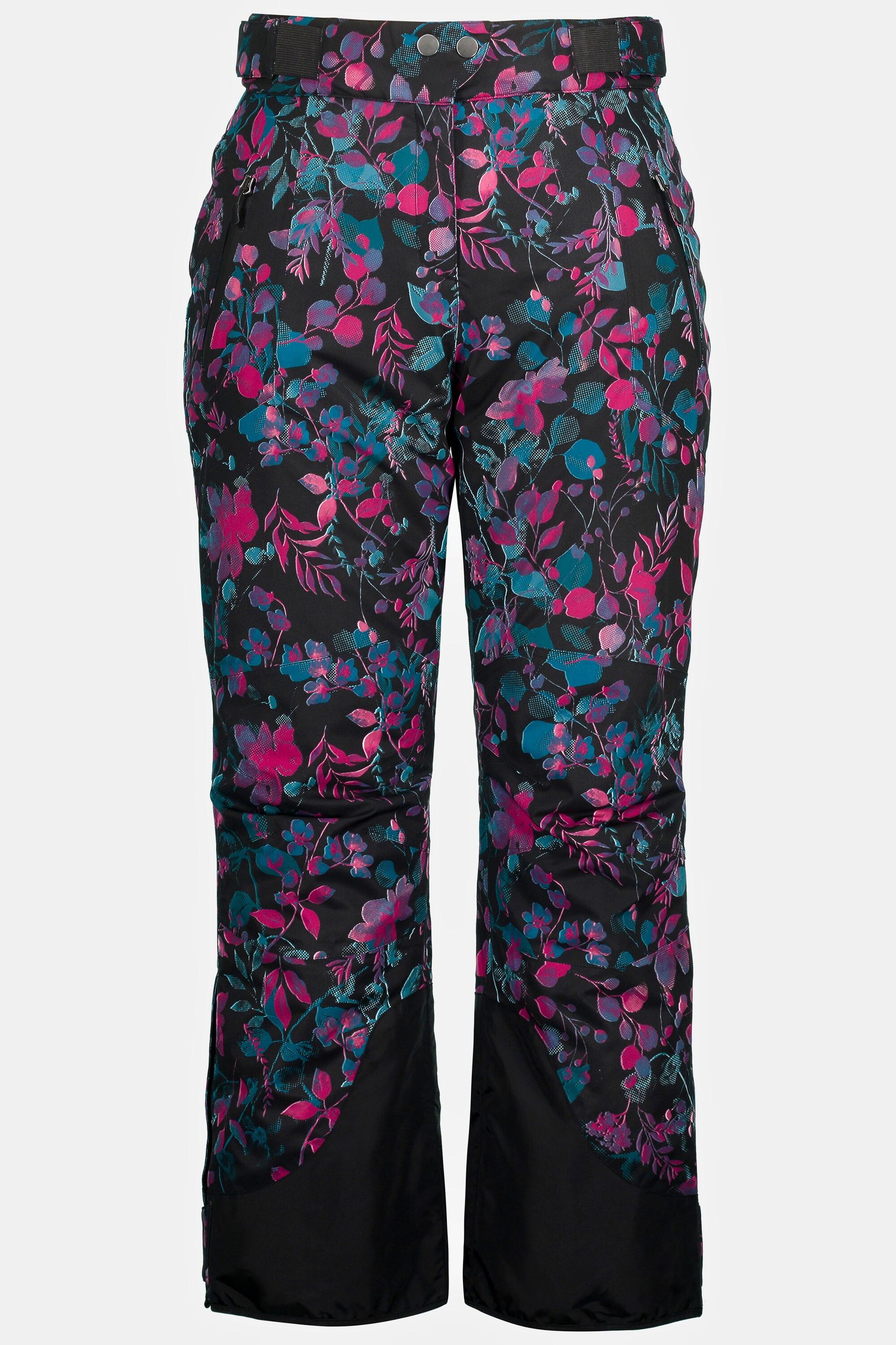 Ulla Popken  Pantalon de ski, fleurs, imperméable, velcro, jupe de protection contre la neige 