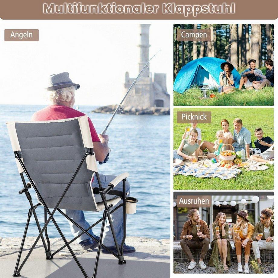 Northix  Chaise de camping pliante avec porte-gobelet 