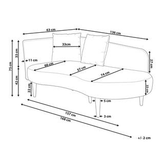 Beliani Chaise longue côté gauche en Velours Moderne CHAUMONT  