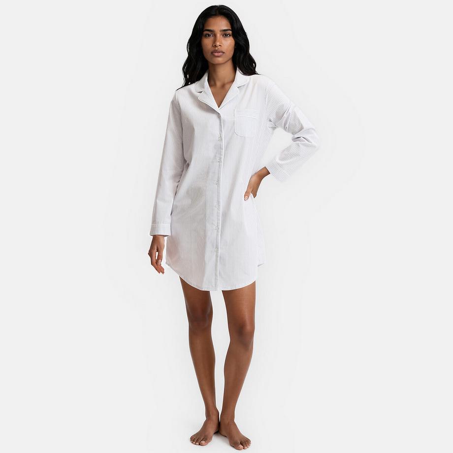 Chemise de nuit forme liquette en popeline rayée