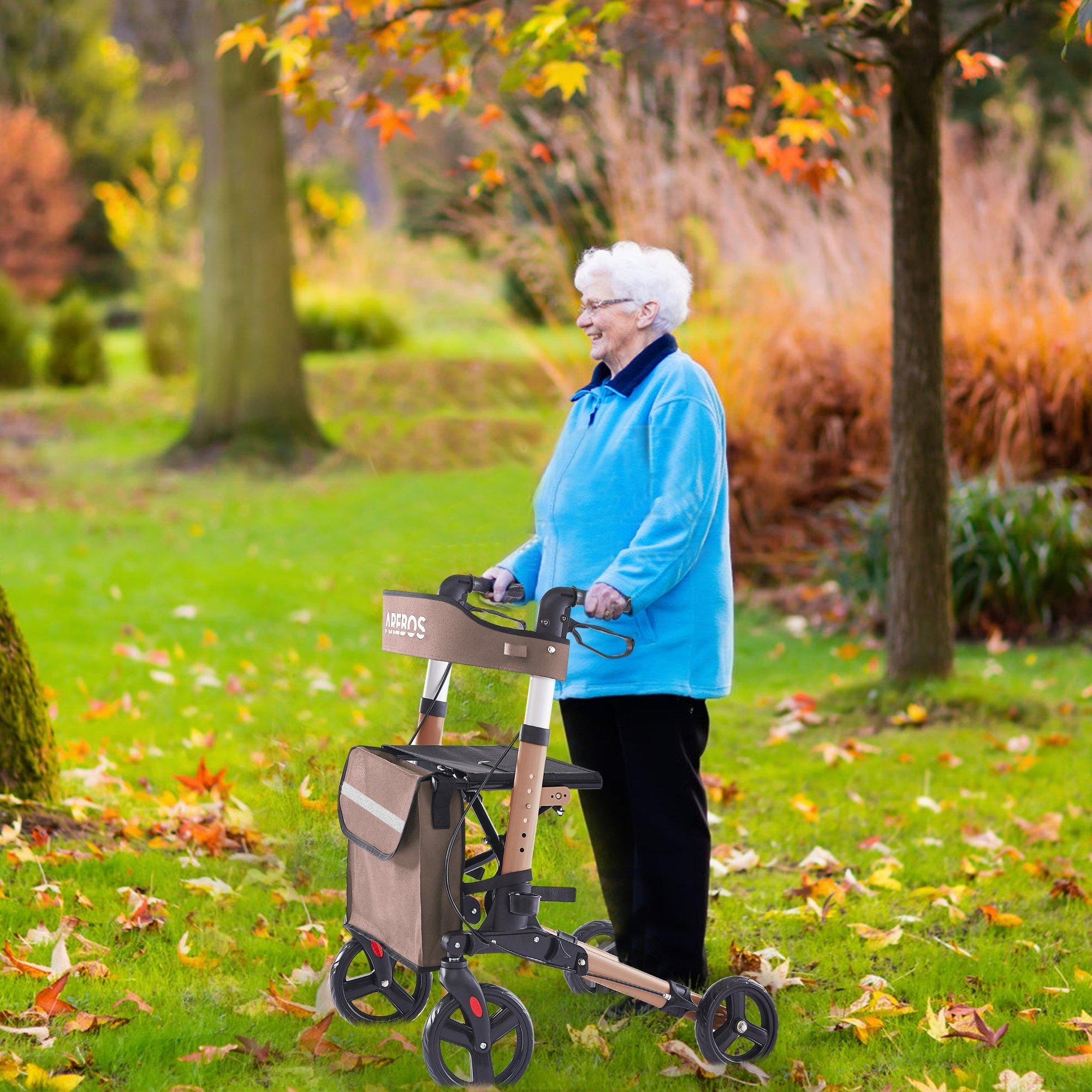 Arebos  Alu Rollator | Klappbar | Leichtgewichtsrollator | 6 Höheneinstellung 