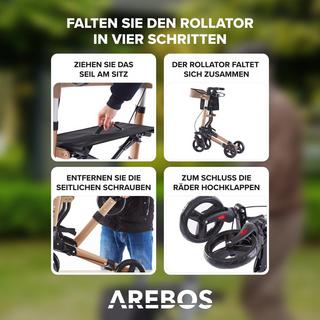 Arebos  Alu Rollator | Klappbar | Leichtgewichtsrollator | 6 Höheneinstellung 