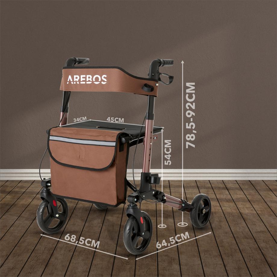 Arebos  Alu Rollator | Klappbar | Leichtgewichtsrollator | 6 Höheneinstellung 