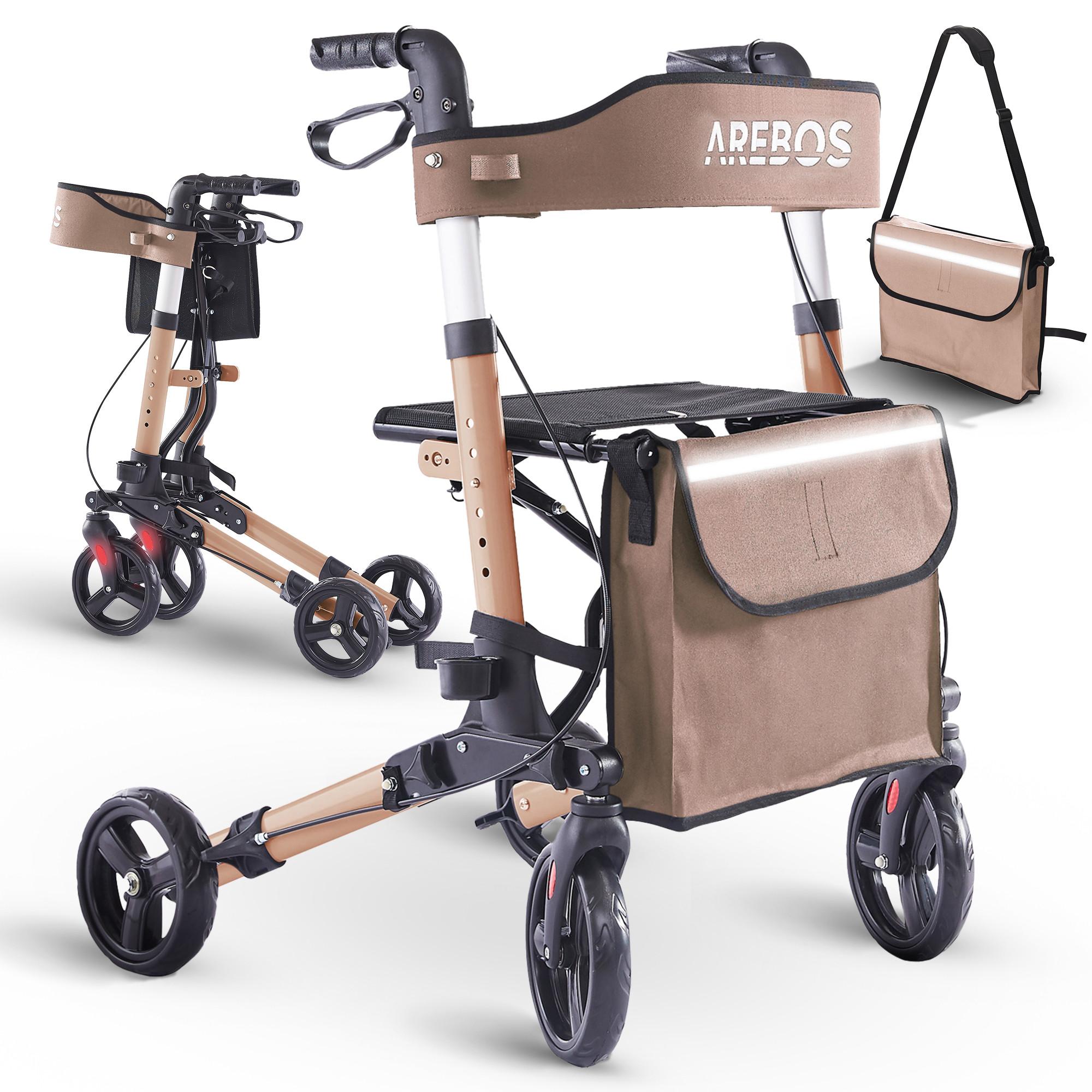 Arebos  Alu Rollator | Klappbar | Leichtgewichtsrollator | 6 Höheneinstellung 