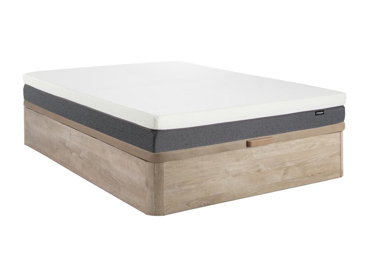 Ysmée Ensemble 160 x 200 cm sommier coffre naturel clair + matelas mousse HD 7 zones et accueil mémoire de forme déhoussable ép.20cm - KELIH de YSMÉE  