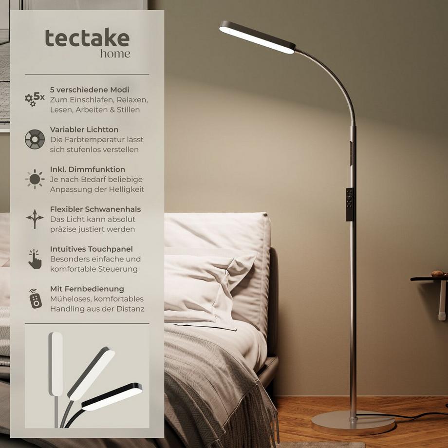 Tectake  Lampadaire PRISMA 5 modes d'éclairage LED 12 W 