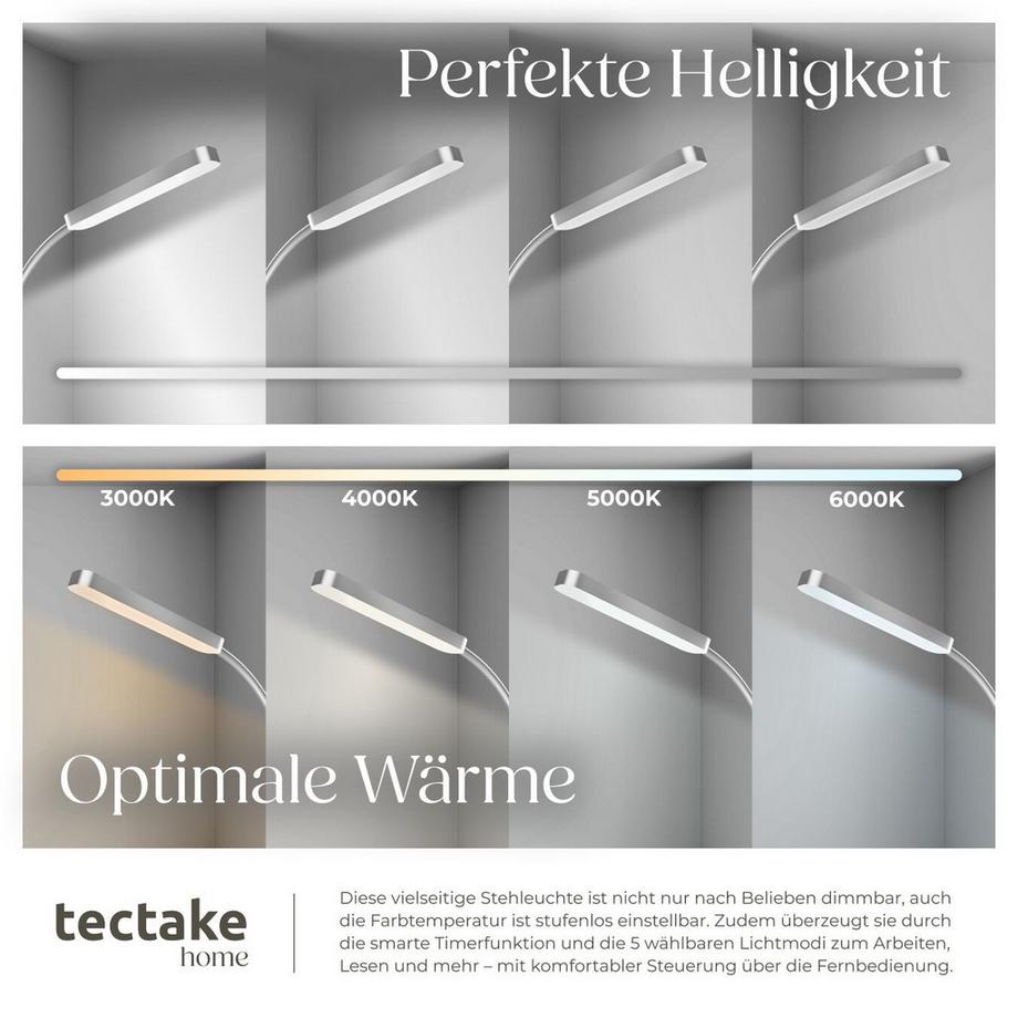 Tectake  Lampadaire PRISMA 5 modes d'éclairage LED 12 W 