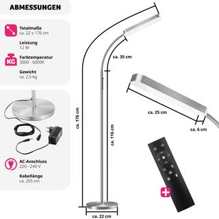 Tectake  Stehlampe Prisma LED, 5 Lichtmodi, 12 W, dimmbar 