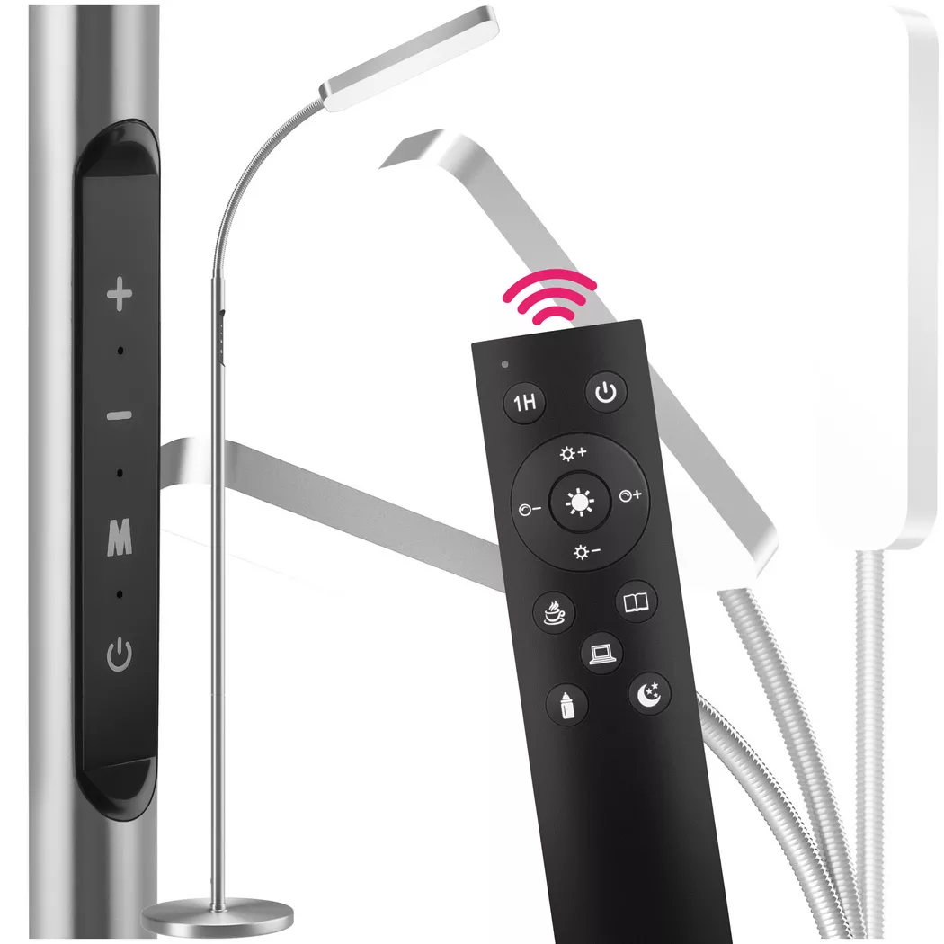 Tectake – Stehlampe Prisma LED, 5 Lichtmodi, 12 W, dimmbar, One Size, Silber