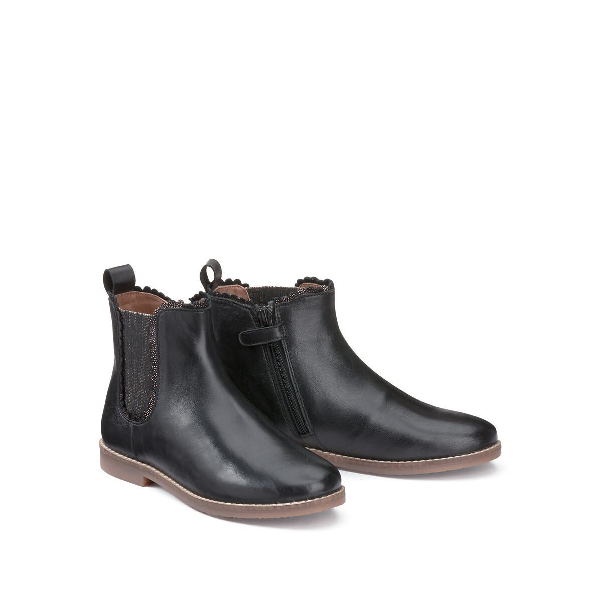 Image of Chelsea-boots Aus Leder Damen Schwarz 31
