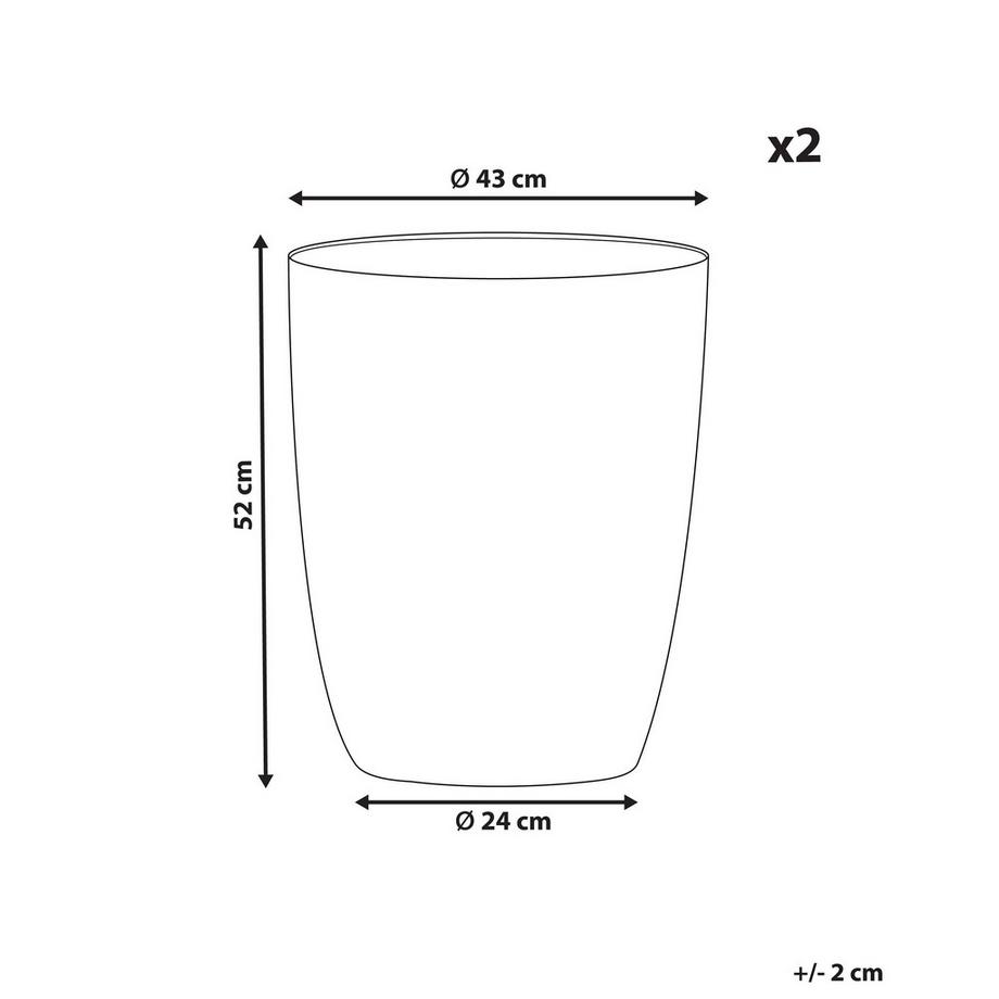 Beliani Set di 2 vasi per piante en Fibra d'argilla Classico CROTON  
