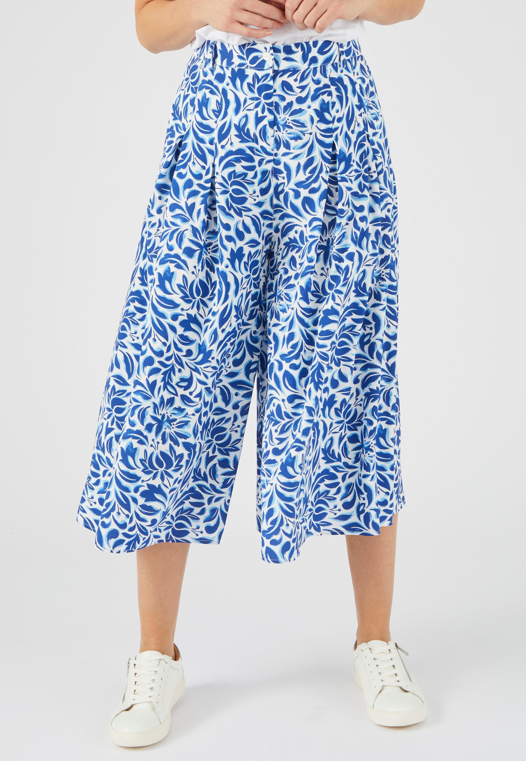 Image of Hosenrock, Bund Mit Gürtelschlaufen, 100 % Viskose. Damen Blau 54/56