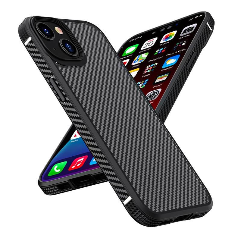 IPAKY  iPhone 14 Plus - IPAKY Silicone Carbon Look Case nero 