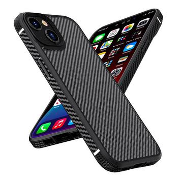 iPhone 14 Plus - IPAKY Silicone Carbon Look Case nero