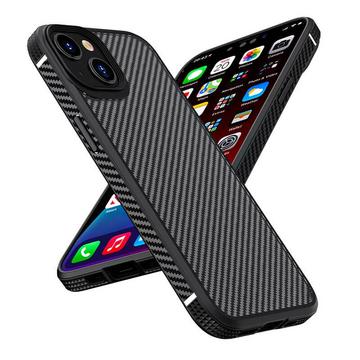 iPhone 14 Plus - Ipaky Silikon Carbon Case Schwarz