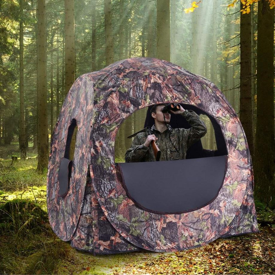 Northio  Tente de chasse design pop up avec vision 360° & sac de transport & sangles de tension pour 2 personnes 