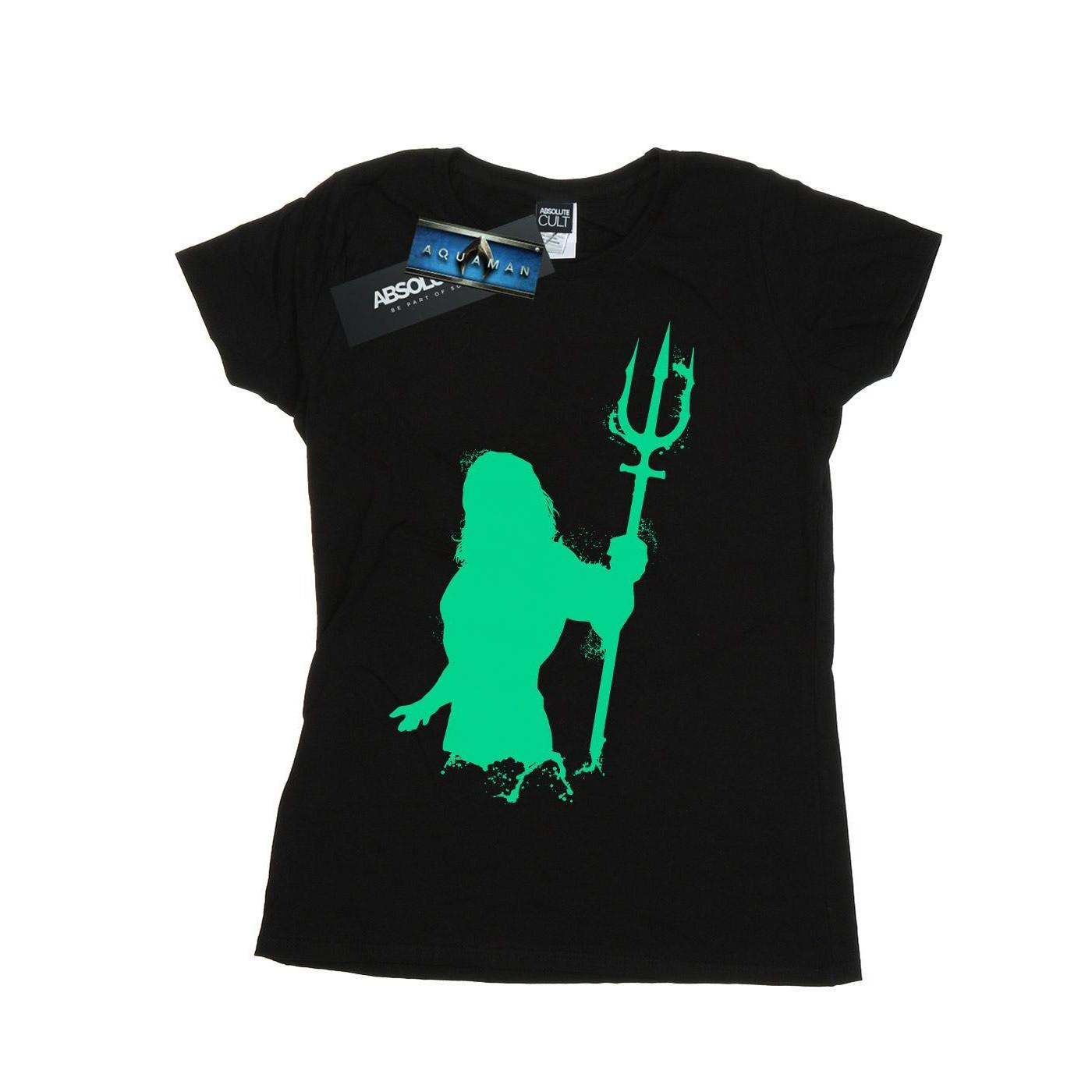 Image of Aquaman Aqua Silhouette Tshirt Damen Schwarz M