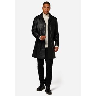 RICANO  Manteau en cuir pour homme Safari, avec fermeture à boutons et col à revers 