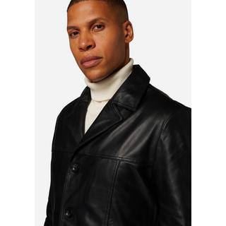 RICANO  Manteau en cuir pour homme Safari, avec fermeture à boutons et col à revers 