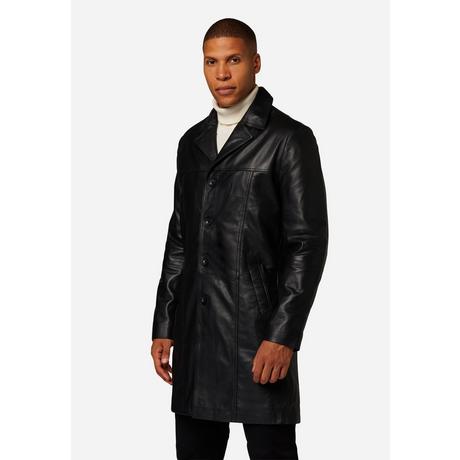 RICANO  Manteau en cuir pour homme Safari, avec fermeture à boutons et col à revers 