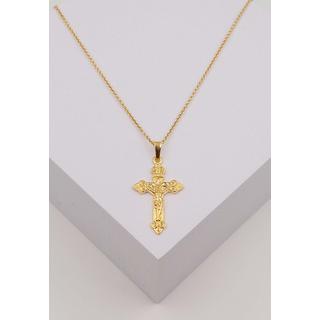 MUAU Schmuck  Anhänger Kreuz Gelbgold 750 mit Christus 34x16mm 