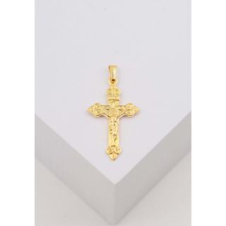 MUAU Schmuck  Anhänger Kreuz Gelbgold 750 mit Christus 34x16mm 