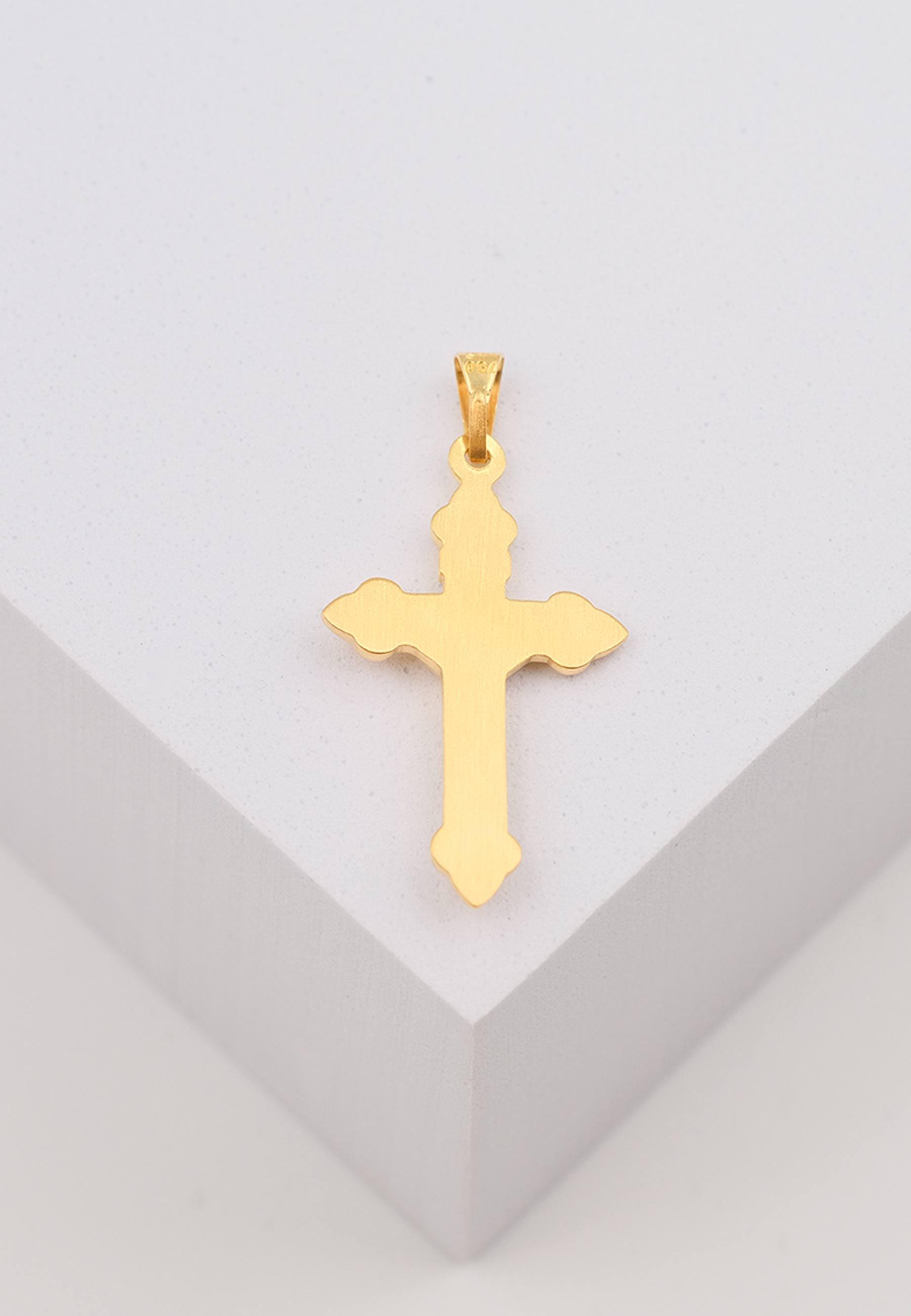 MUAU Schmuck  Pendentif croix or jaune 750 avec Christ 34x16mm 