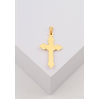 MUAU Schmuck  Pendentif croix or jaune 750 avec Christ 34x16mm 