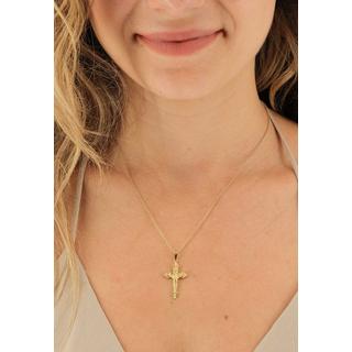 MUAU Schmuck  Pendentif croix or jaune 750 avec Christ 34x16mm 