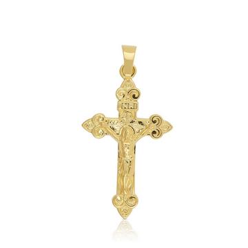 Anhänger Kreuz Gelbgold 750 mit Christus 34x16mm