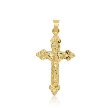 MUAU Schmuck  Anhänger Kreuz Gelbgold 750 mit Christus 34x16mm 