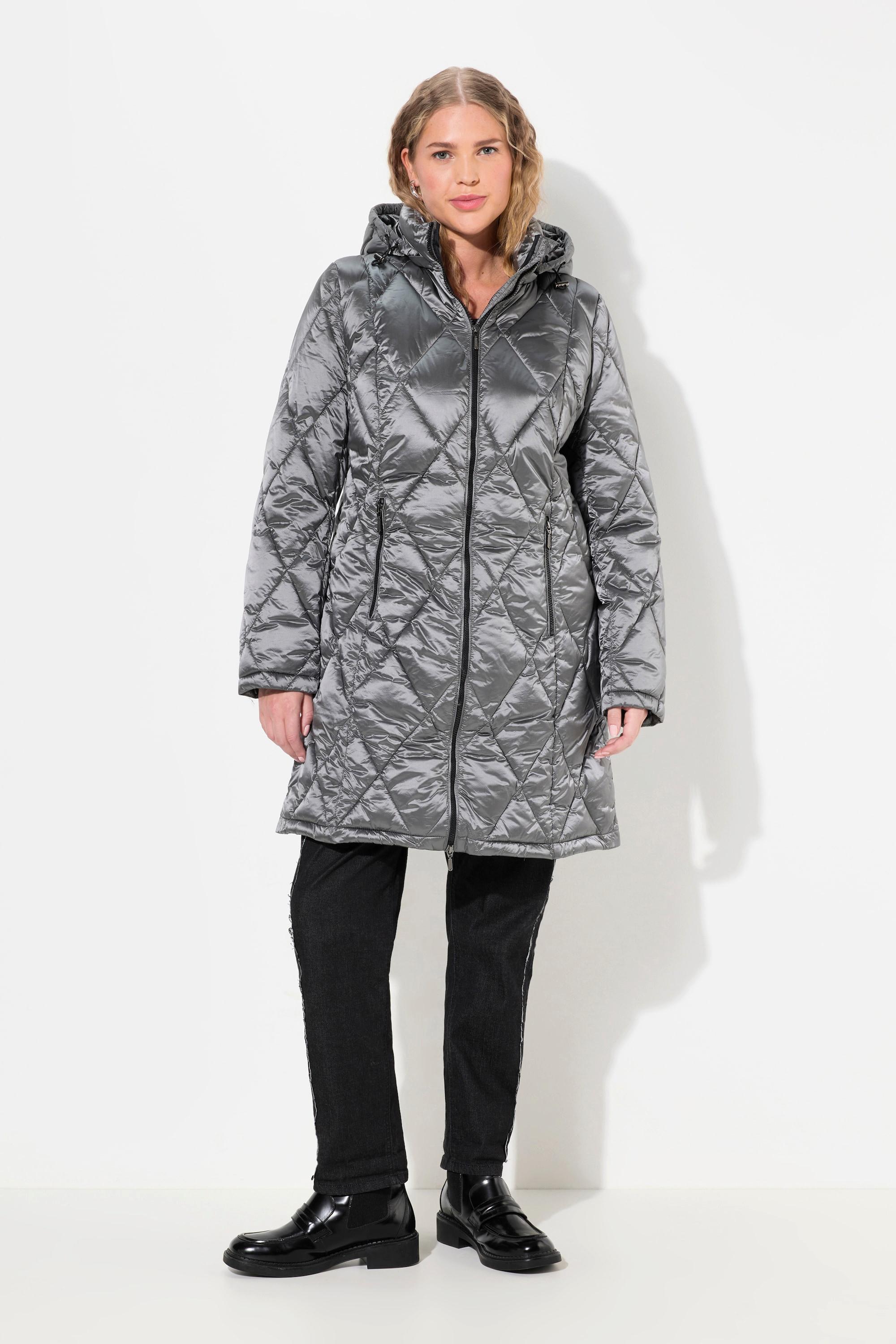 Ulla Popken  HYPRAR Steppjacke, Kapuze, 2-Wege-Zipper, Zipptaschen 