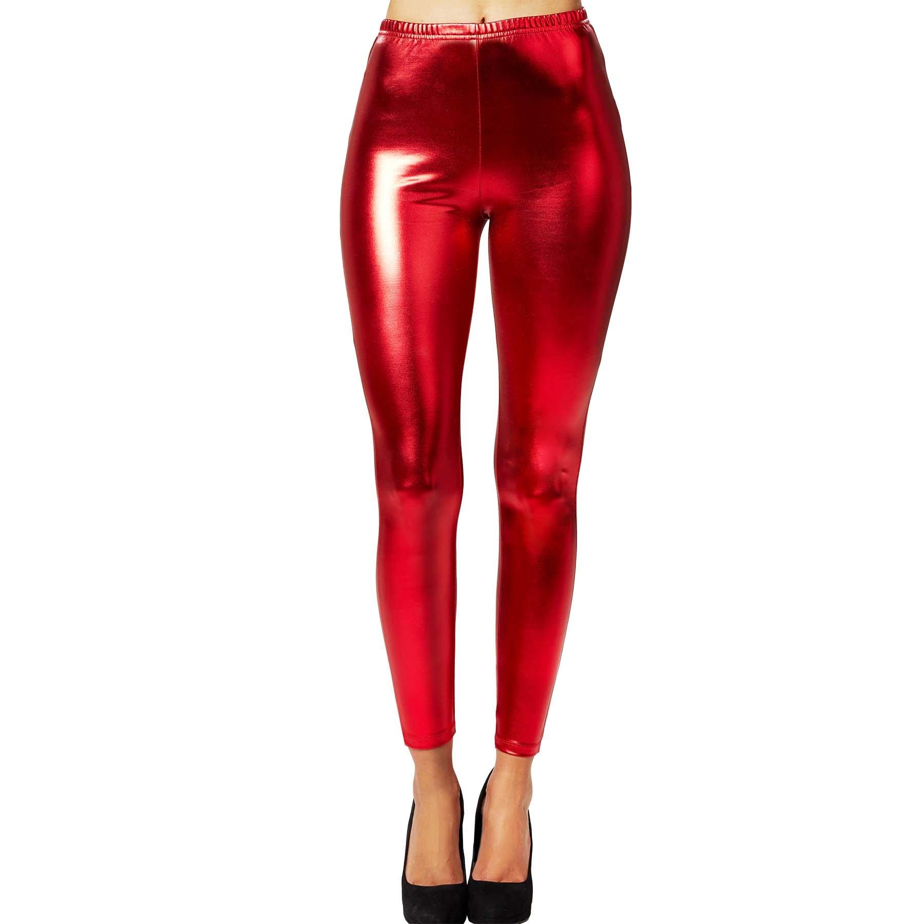 Image of Metallic-leggings Damen Rot XXL