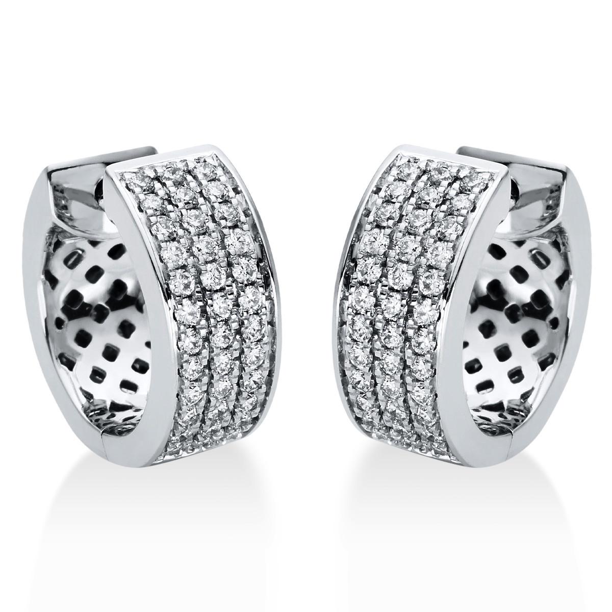 Image of Creolen 750/18k Weissgold Diamant 0.36ct. Damen Silber ONE SIZE