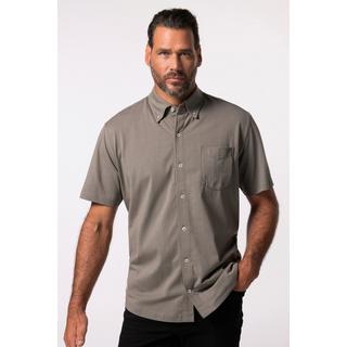 JP1880  Camicia dalla vestibilità moderna in jersey con mezze maniche e colletto button-down marrone grigio 