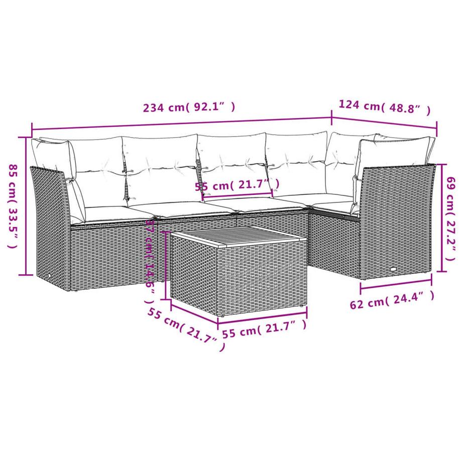 VidaXL Garten sofagarnitur poly-rattan  