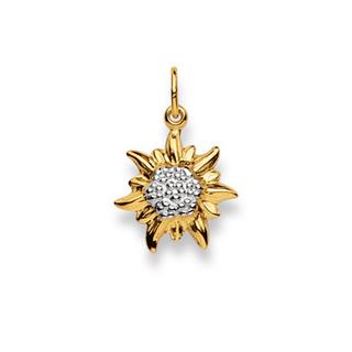 MUAU Schmuck  Pendentif Edelweiss bicolore jaune/blanc or 750, 21x14mm 