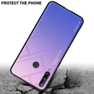 Cadorabo  Housse compatible avec Huawei P40 LITE E - Coque de protection bicolore en silicone TPU et dos en verre trempé 