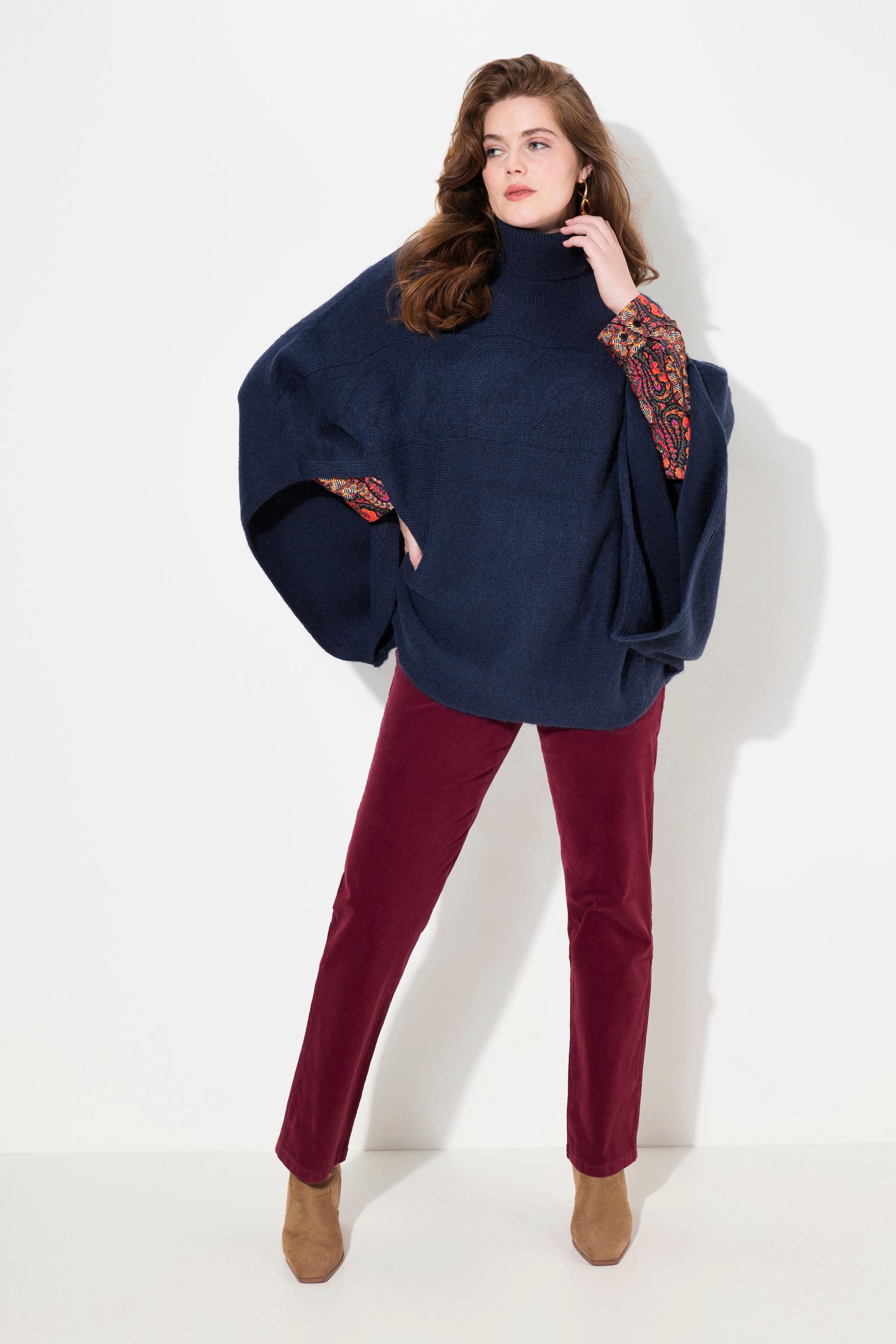 Ulla Popken Poncho Rollkragen Oversized Halbarm  