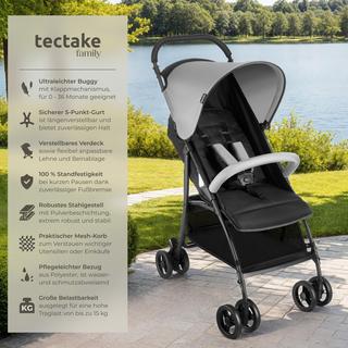 Tectake  Passeggino buggy Emma, pieghevole, cintura a 5 punti, con freno 