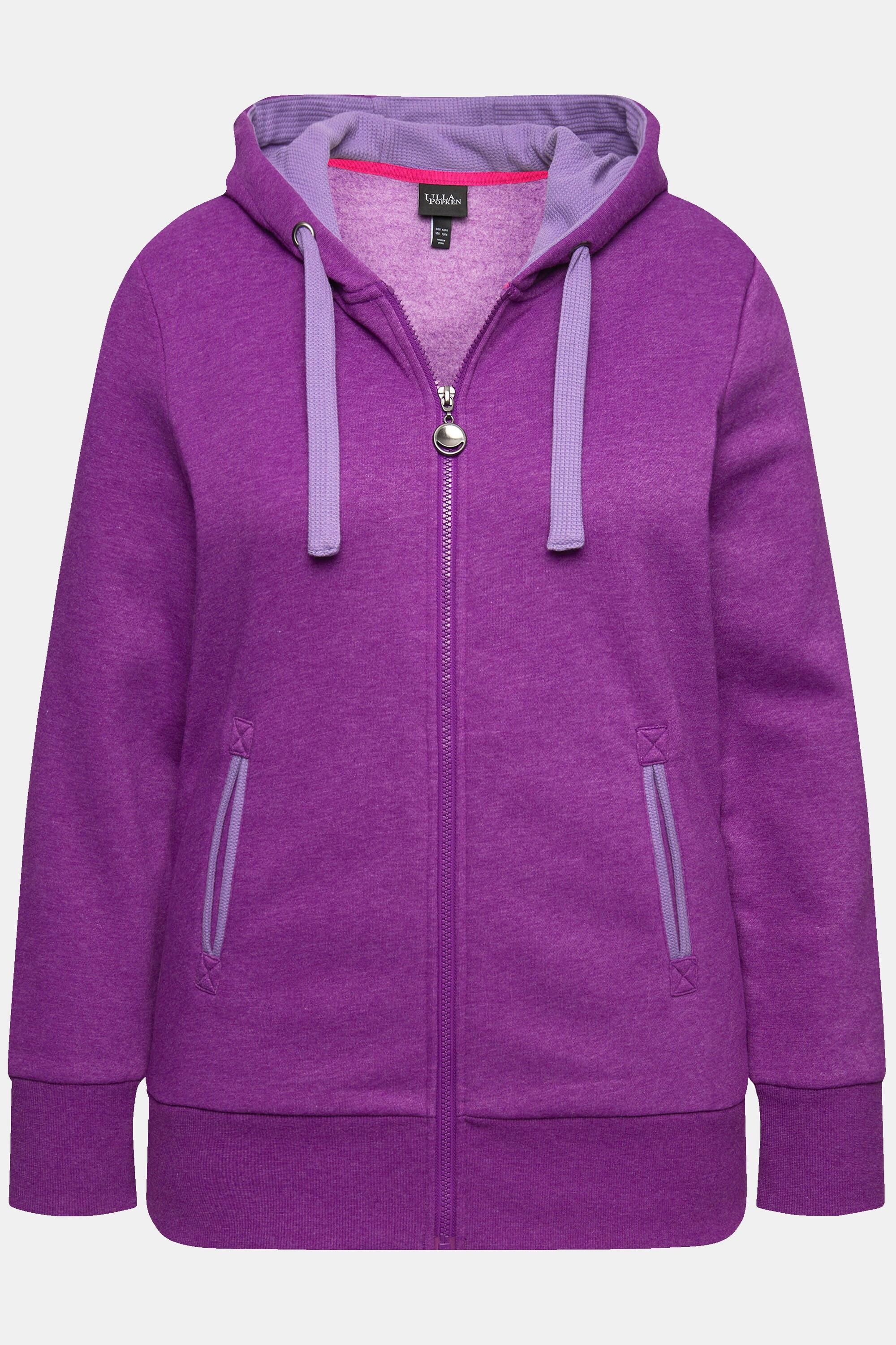 Ulla Popken  Hoodiejacke, Waffelpikee, Kapuze, Langarm 