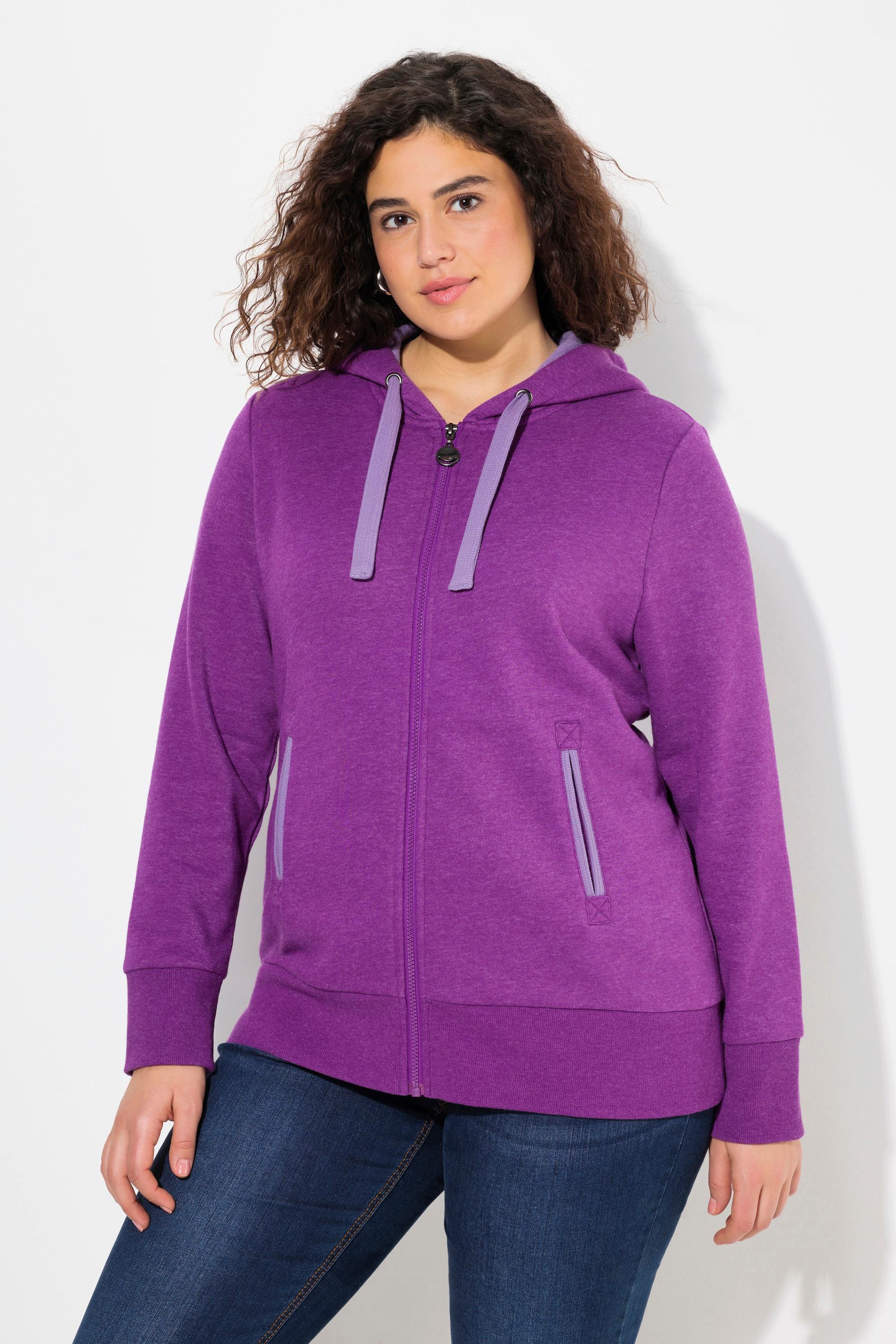 Ulla Popken  Hoodiejacke, Waffelpikee, Kapuze, Langarm 