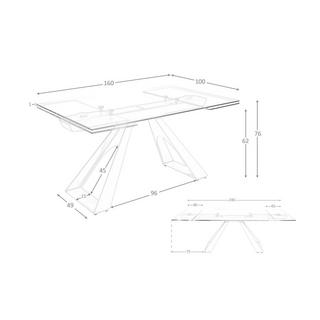 ANGEL CERDA Tavolo da pranzo rettangolare allungabile in vetro temperato e acciaio grigio tortora  