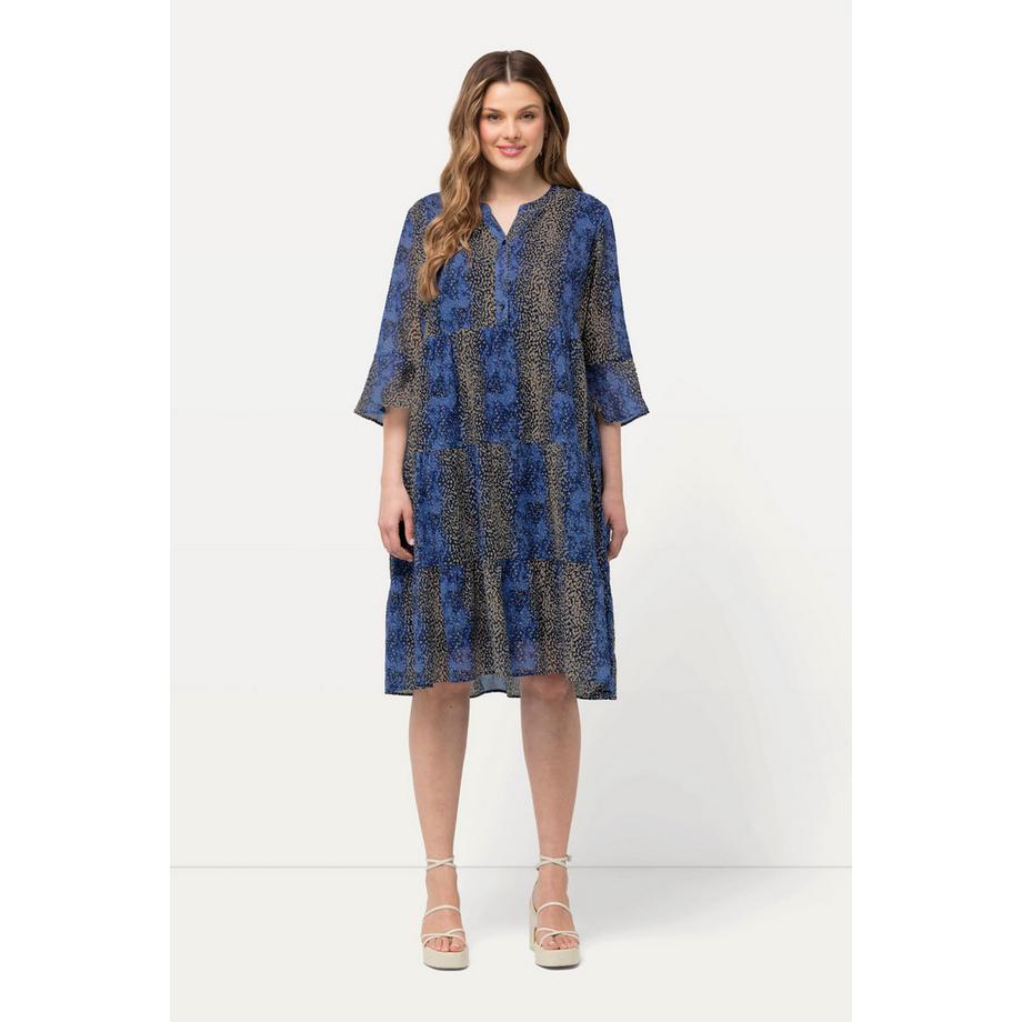 Ulla Popken Robe midi Coupe A Col tunisien Manches 3/4 volantées  