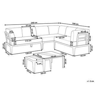 Beliani Set lounge pour jardin en Aluminium Moderne RIMA III  