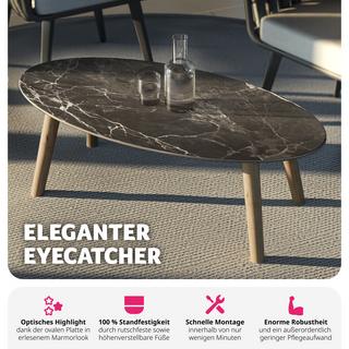 Tectake Ovaler Couchtisch Acerra, Marmoroptik 100x50x34,5 cm  