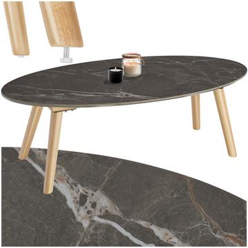 Ovaler Couchtisch Acerra, Marmoroptik 100x50x34,5 cm