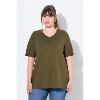 Ulla Popken Confezione da 2 T-shirt Scollo a V Maniche Corte Cotone Biologico  